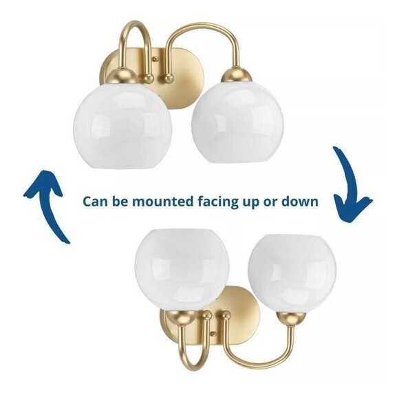 Progress Lighting Carisa Two-Light Vanity Light Vintage Gold Opal Glass - Picture 2 of 9